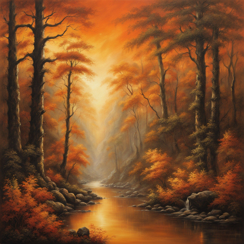 Vintage Earth Toned Fantasy Landscape Painting