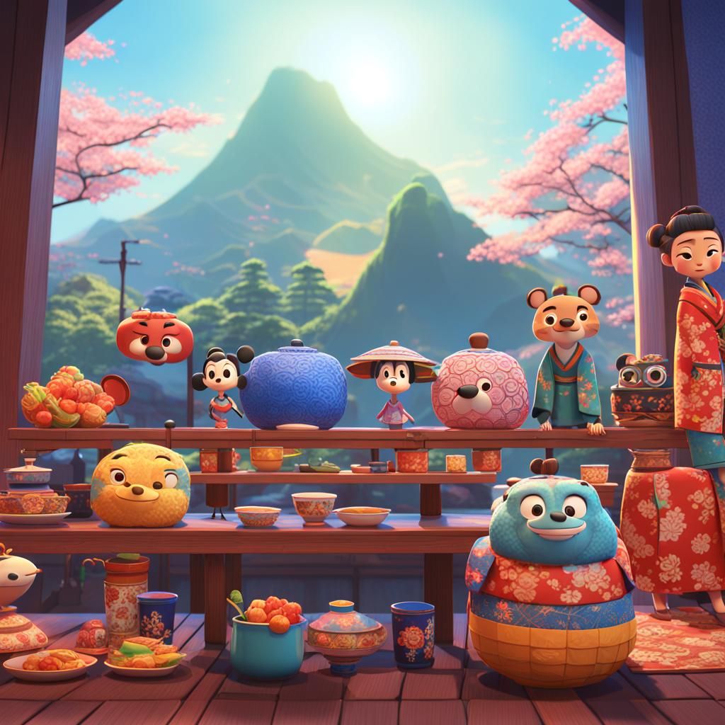 Japanese Kimono Character in 3D Digital Art