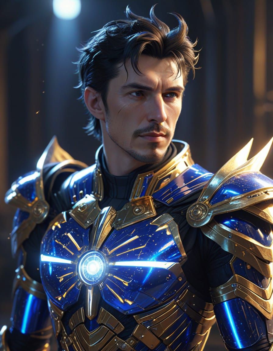 Tesla in Saint Seiya Armor: 3D Anime Art