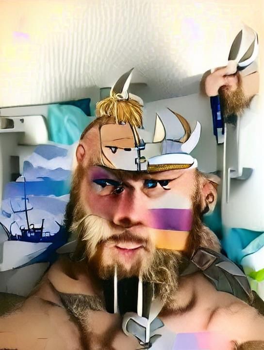 Anime-Style Viking Warrior with Horned Helmet
