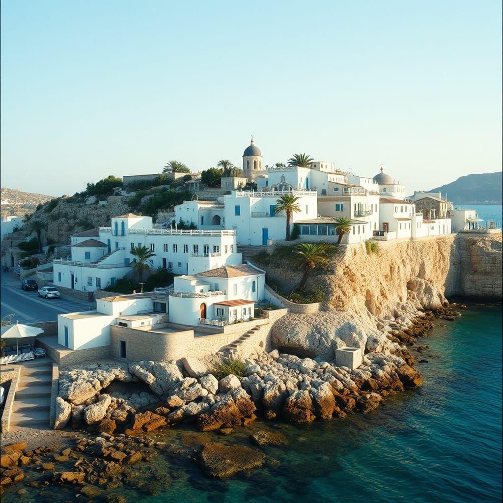 Picturesque Mediterranean Village on Rocky Coastline