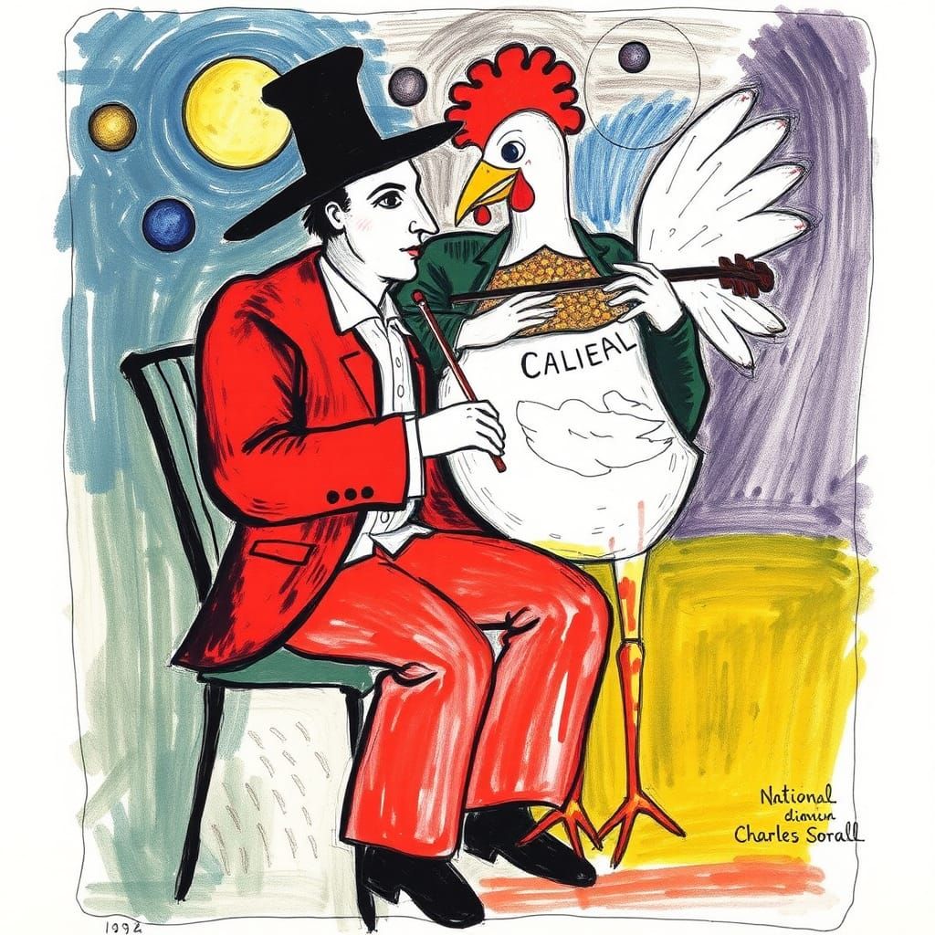 Marc Chagall, Le Violoniste au coq, 1982