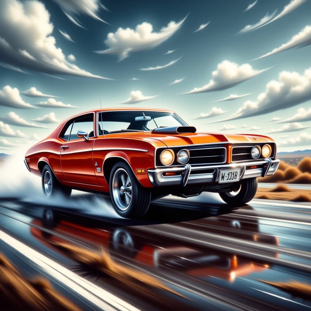 Vintage Car 'Greased Lightning' Races Down Track