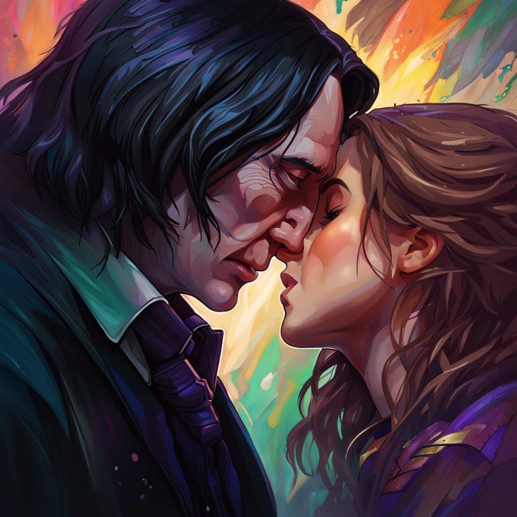 Snape and Granger Kiss: Hyperdetailed Portrait