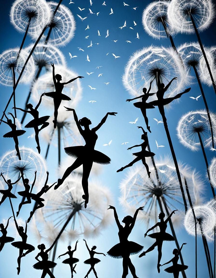 Dandelion Seeds with Ballerina Silhouettes