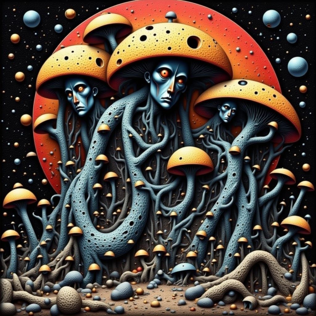 Necromantic Fungus Infestation in Vintage Illustration Style