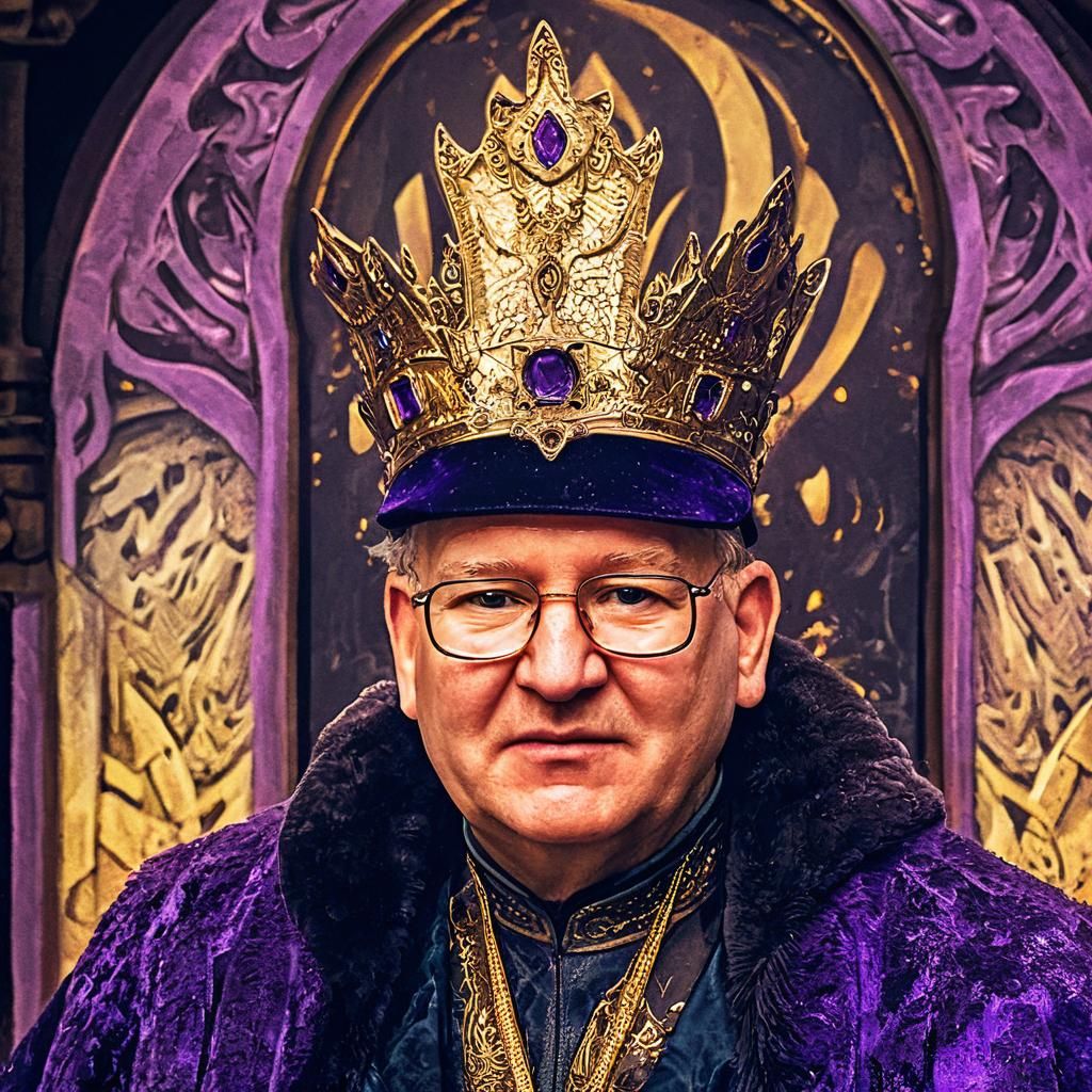 Crowned Royal in Ornate Throne Room