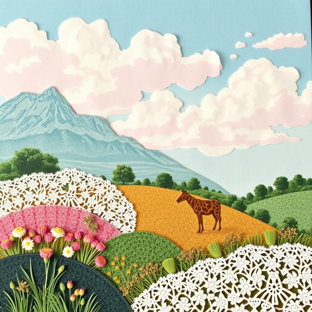 Frilly Lace Landscape Collage Art