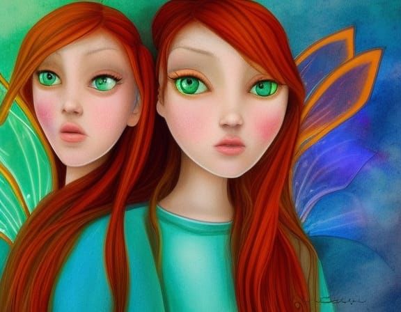 Red hair twins II - Cartoon style