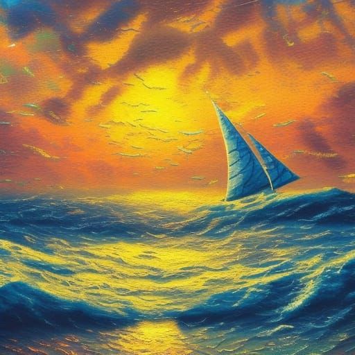 Ship in a Bottle: Stormy Seas Acrylic Art