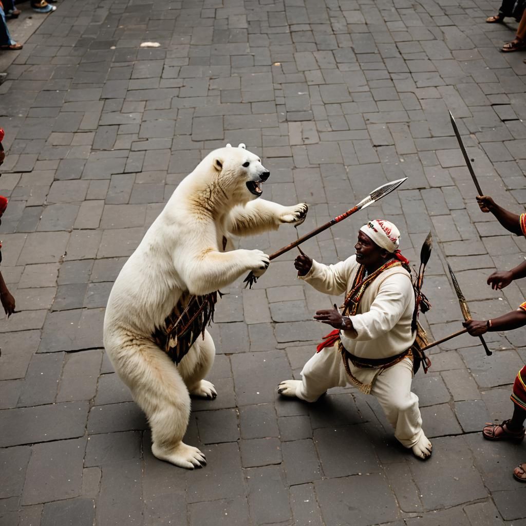 Polar Bear Versus Warrior in Mexico City