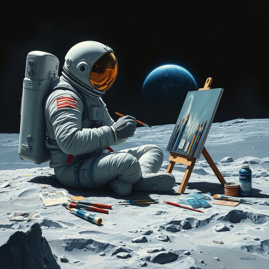 Cosmic Artist in Futuristic Realism