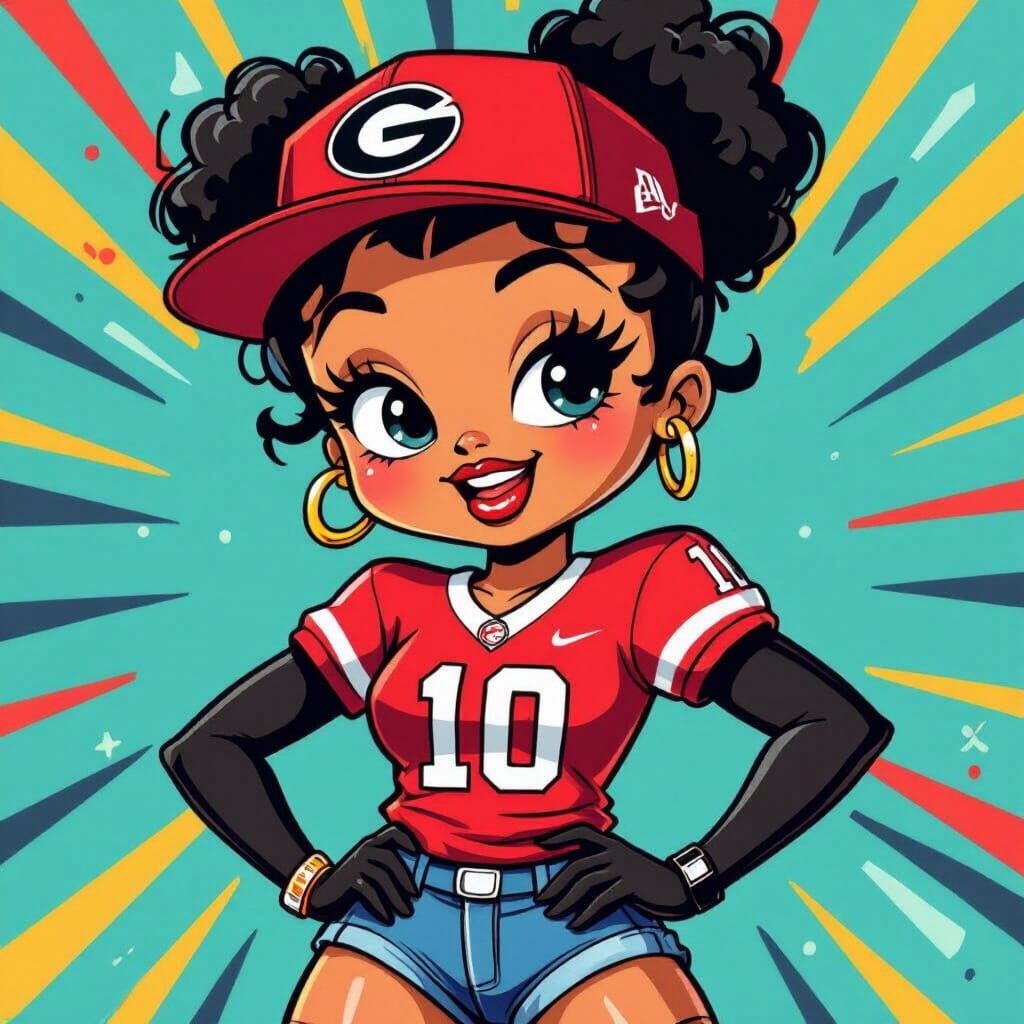 Melanin Betty Boop as Georgia Bulldogs Fan