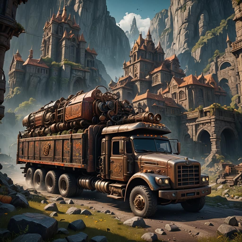 Fantastical Truck in Detailed Matte Painting