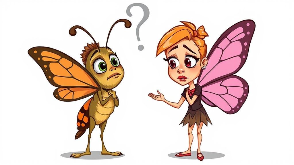 Confused Butterfly Cartoon Caricature
