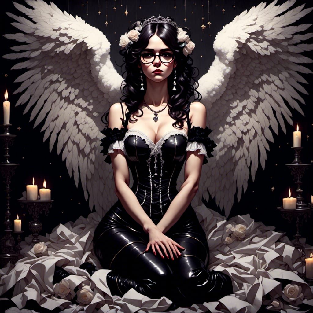 Brunette Angel in Gothic Glamour Style