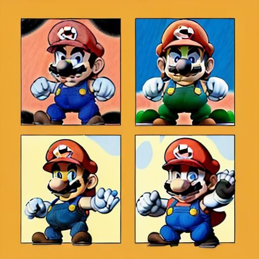 mario bros in akira toriyama draw style