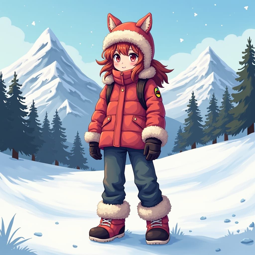 Raphtalia in Winter Clothes: 8-bit Pixel Art