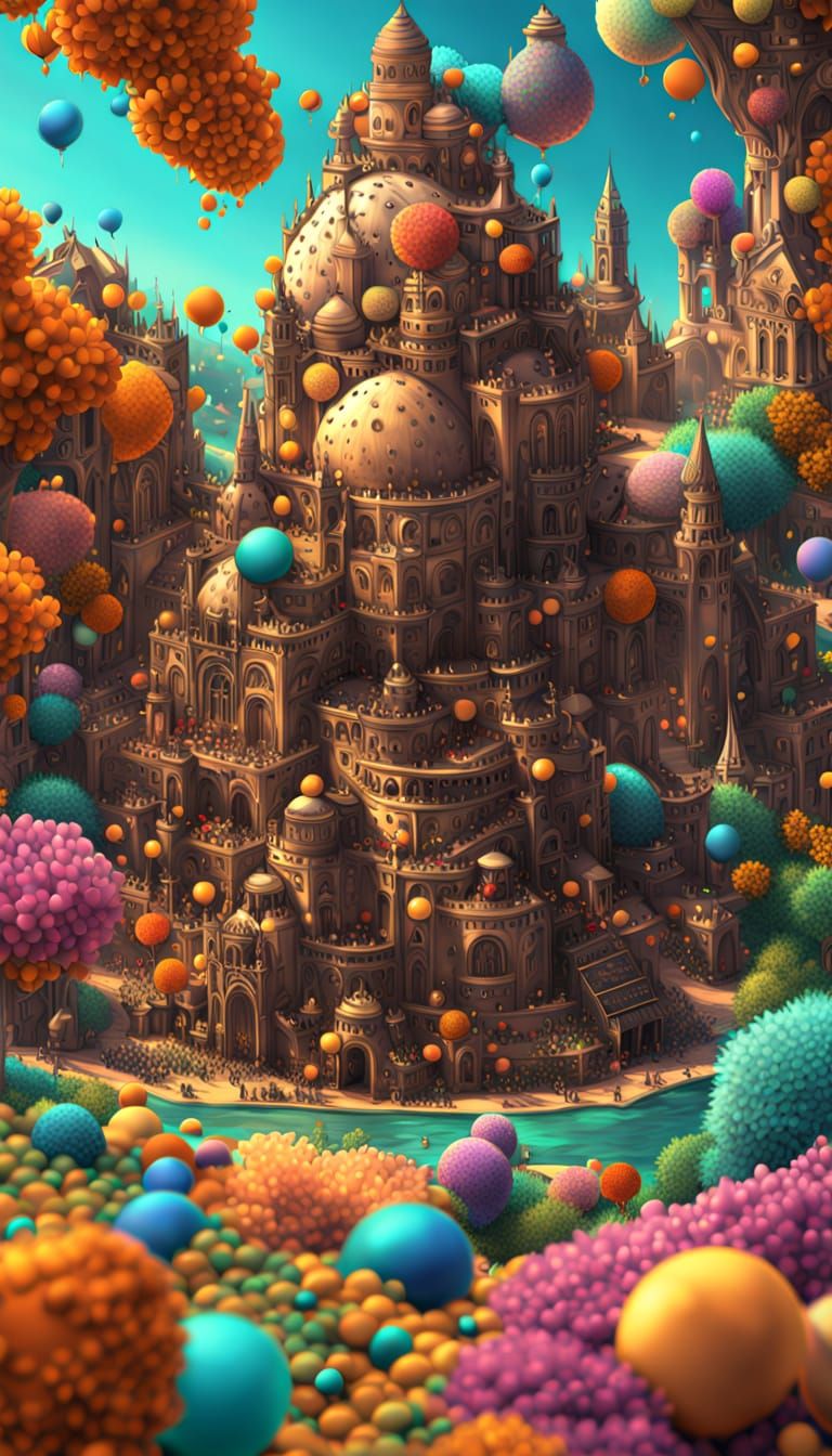 Vibrant Digital Art with 3D Realism and Depth