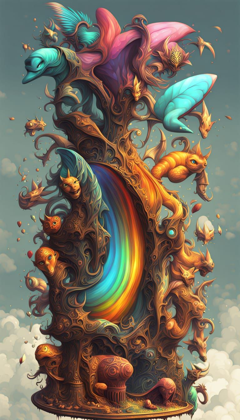 Vibrant Digital Art with Dynamic 3D Effects