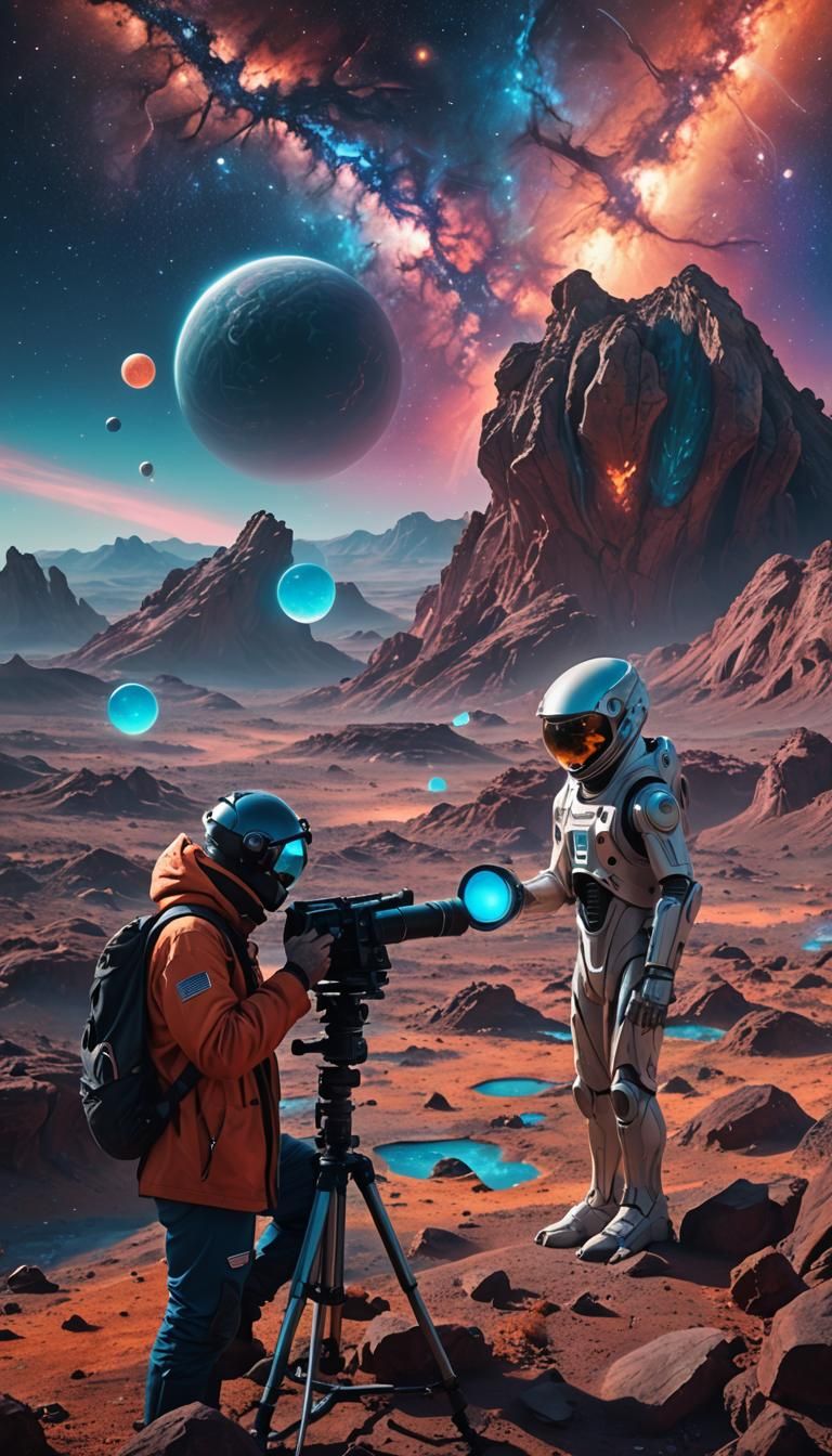 Cosmic Surrealism: Astronomer and Alien Planet