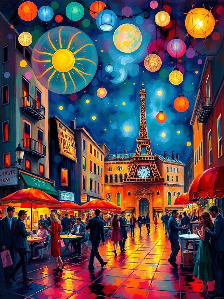 Vibrant Retro Blockbuster Night in Whimsical Colors