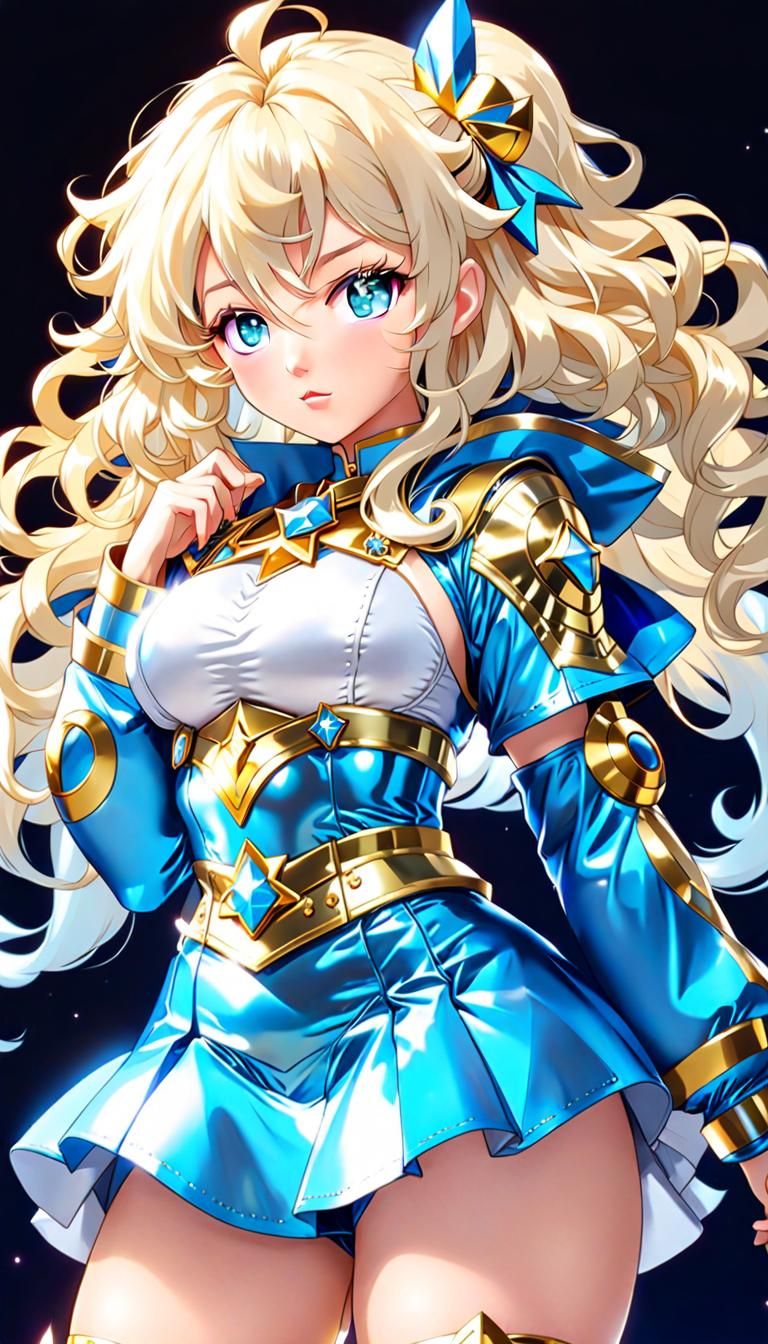 Anime Girl with Platinum Hair in Magical Outfit