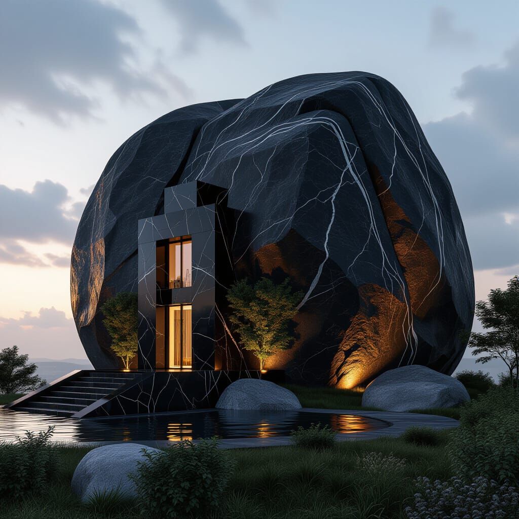 Epic Black Marble House in Boulder, Rembrandt Style