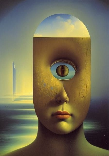 Surreal Face of Contrasts: A Digital Masterpiece