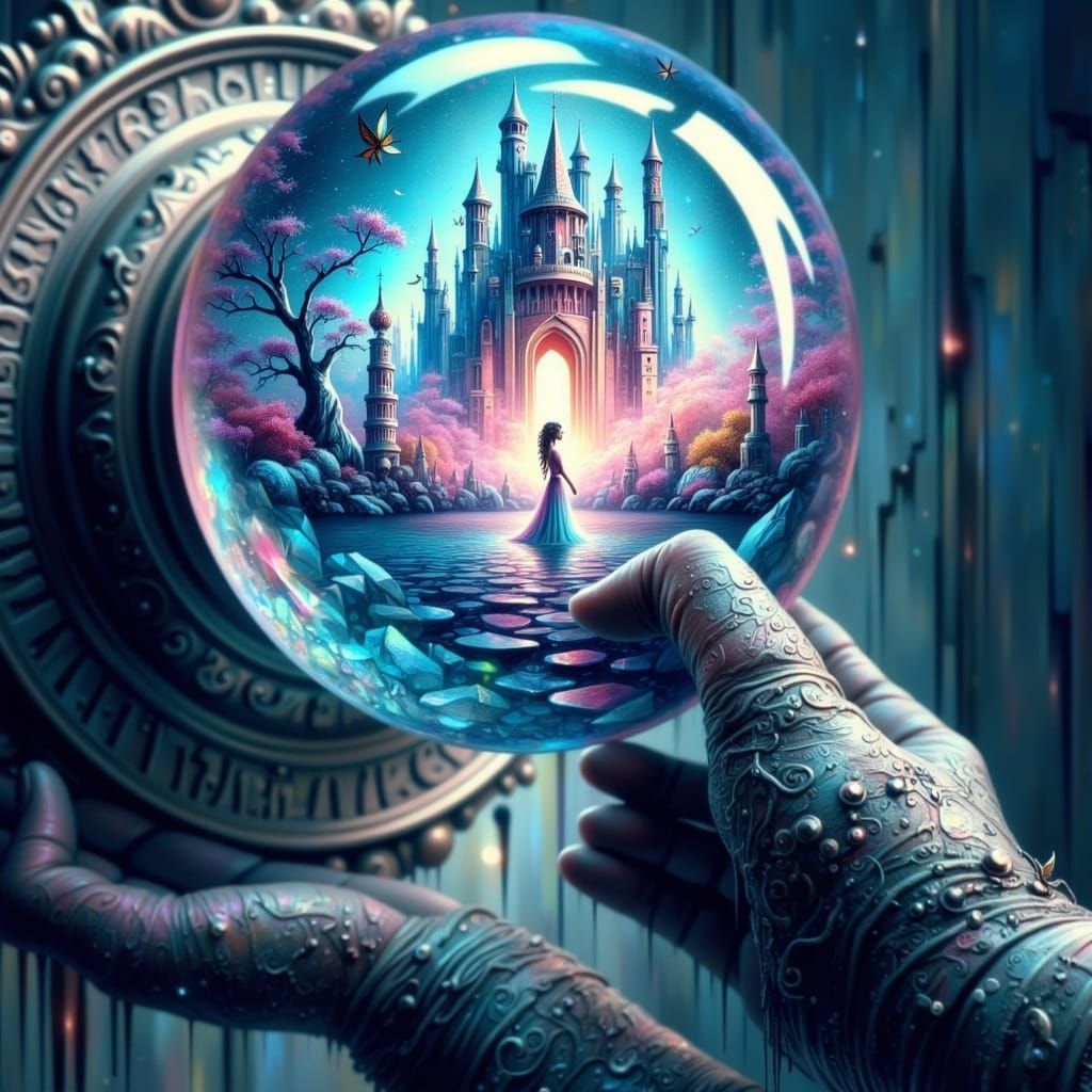 Cyberpunk Crystal Portal in a Dreamlike Landscape