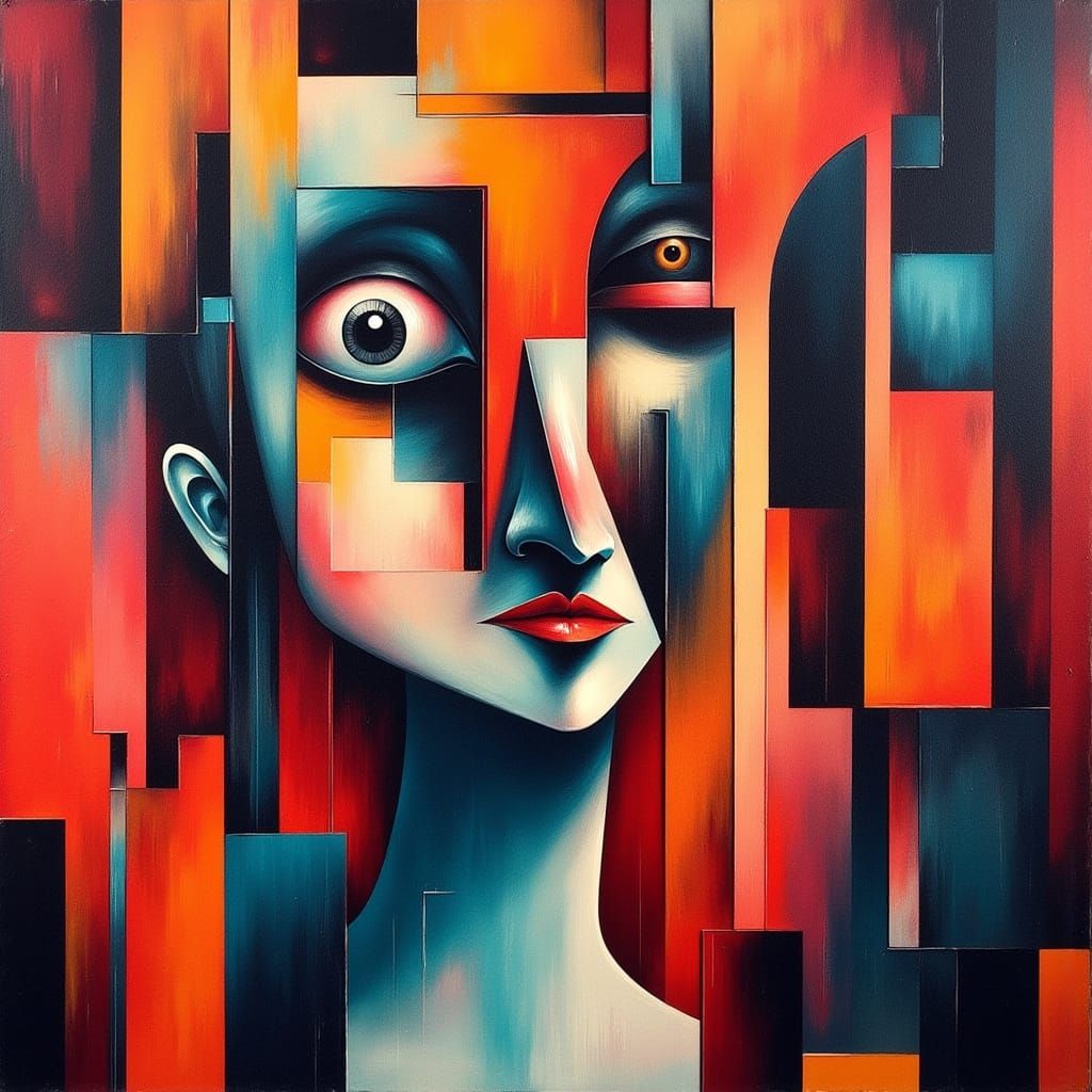 Surreal Victorian House in Geometric Fauvism Style