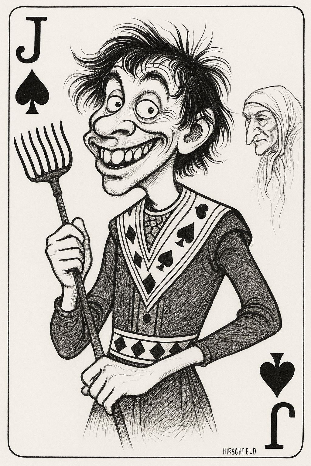 Jack of Spades Caricature Sketch by Al Hirschfeld