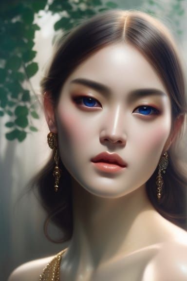 Hyperrealistic Portrait of a Provocative Goddess