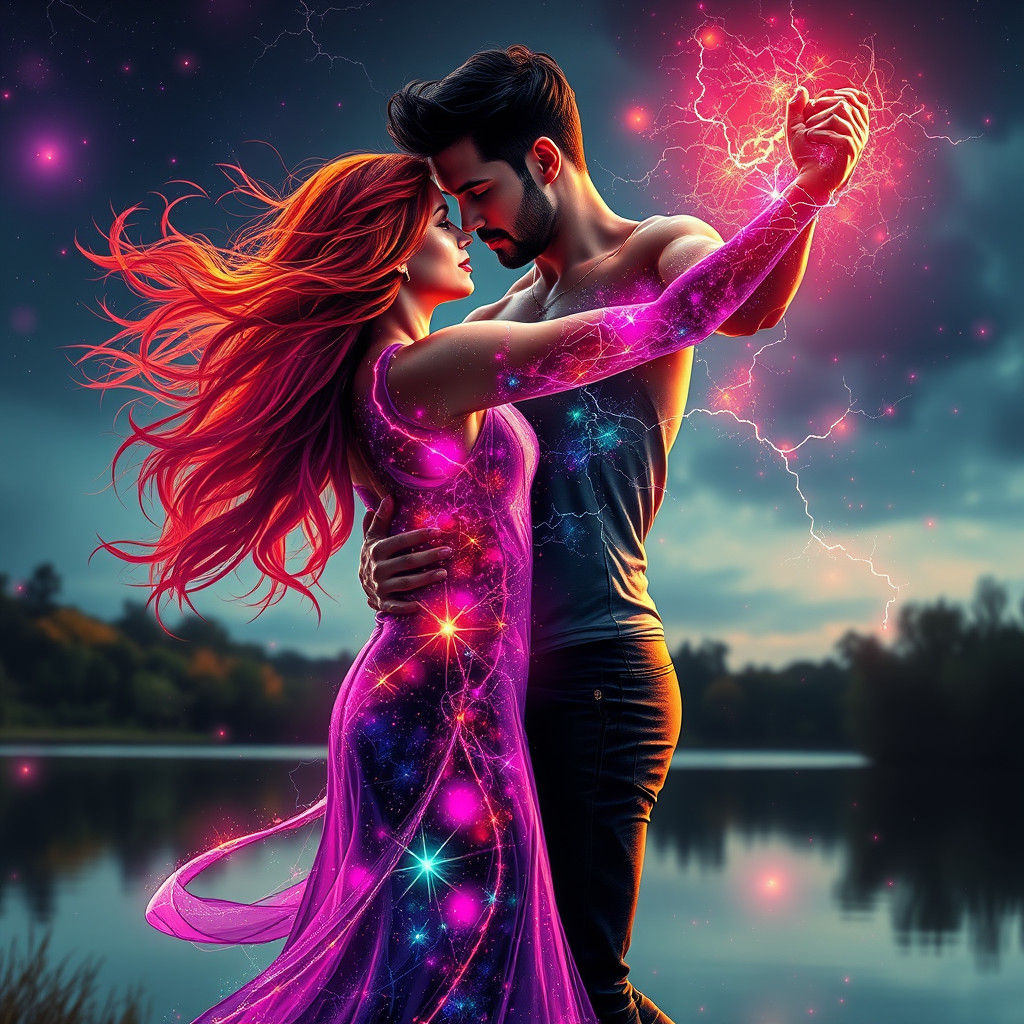 Electrifying Love: Couple Dancing in Graffiti Art