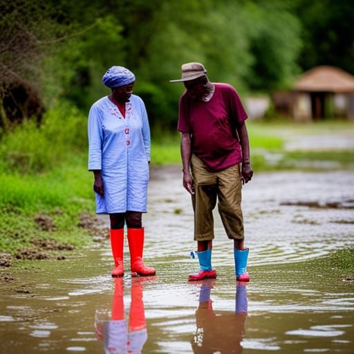 Charming Portrait of an Elderly Couple in Rain Gear