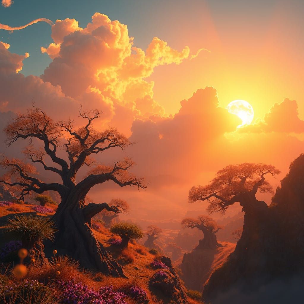 Surreal Landscape Basks in Warm, Golden Sunlight