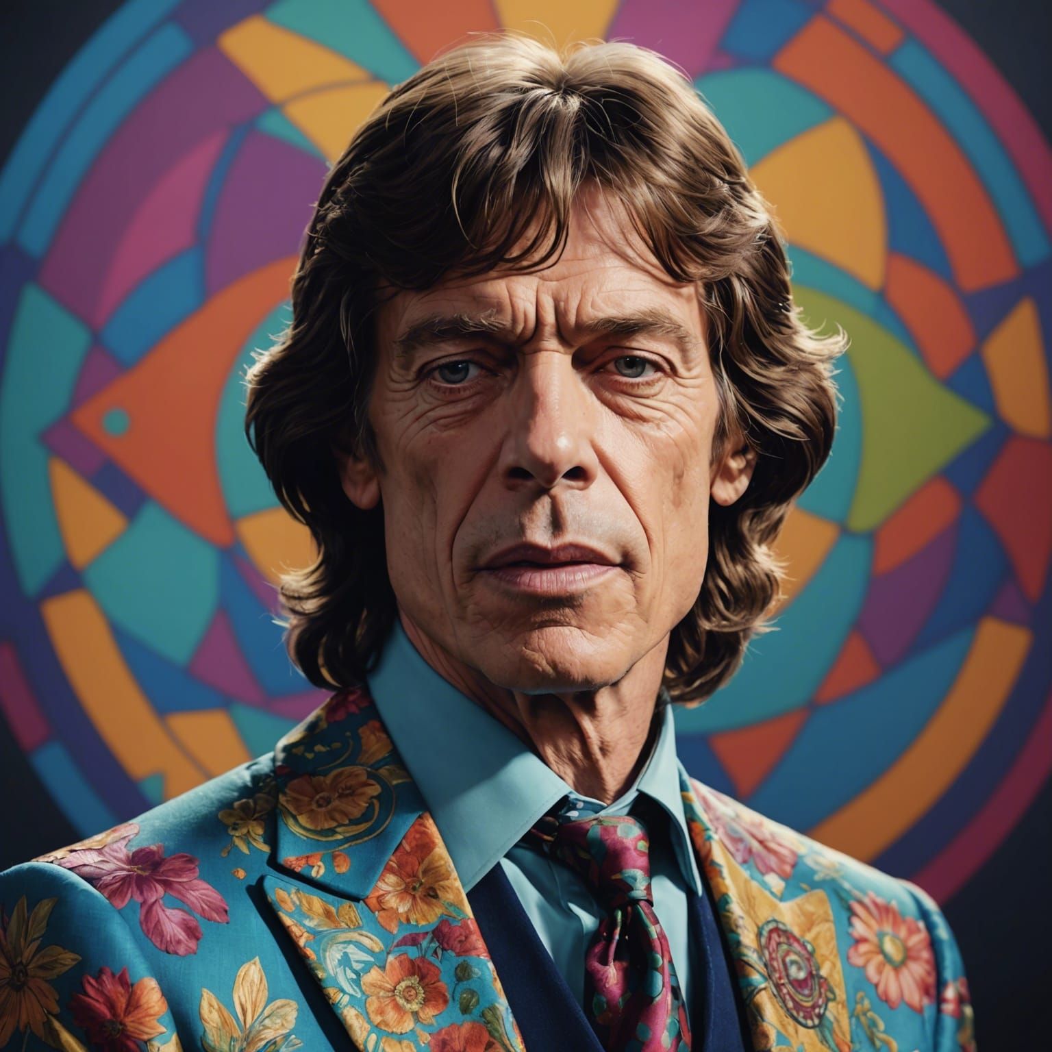 Mick Jagger Portrait in 60s Art Nouveau Style