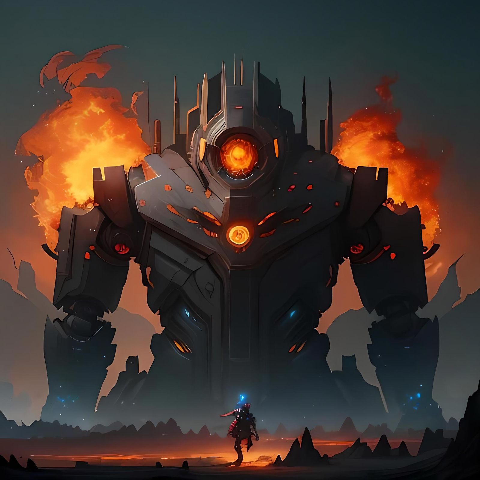 Robots Ablaze: Detailed Matte Painting