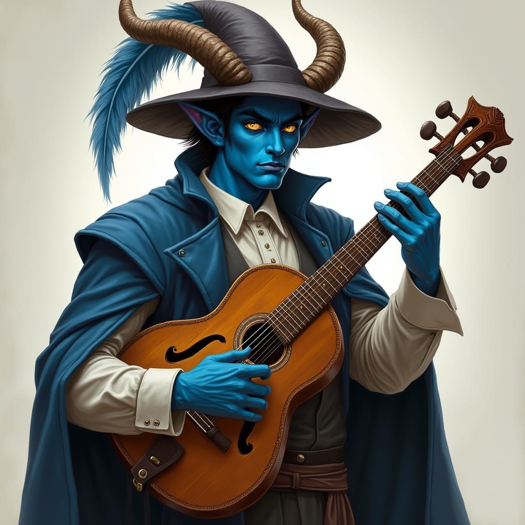Tiefling Bard with Lute as Digital Art