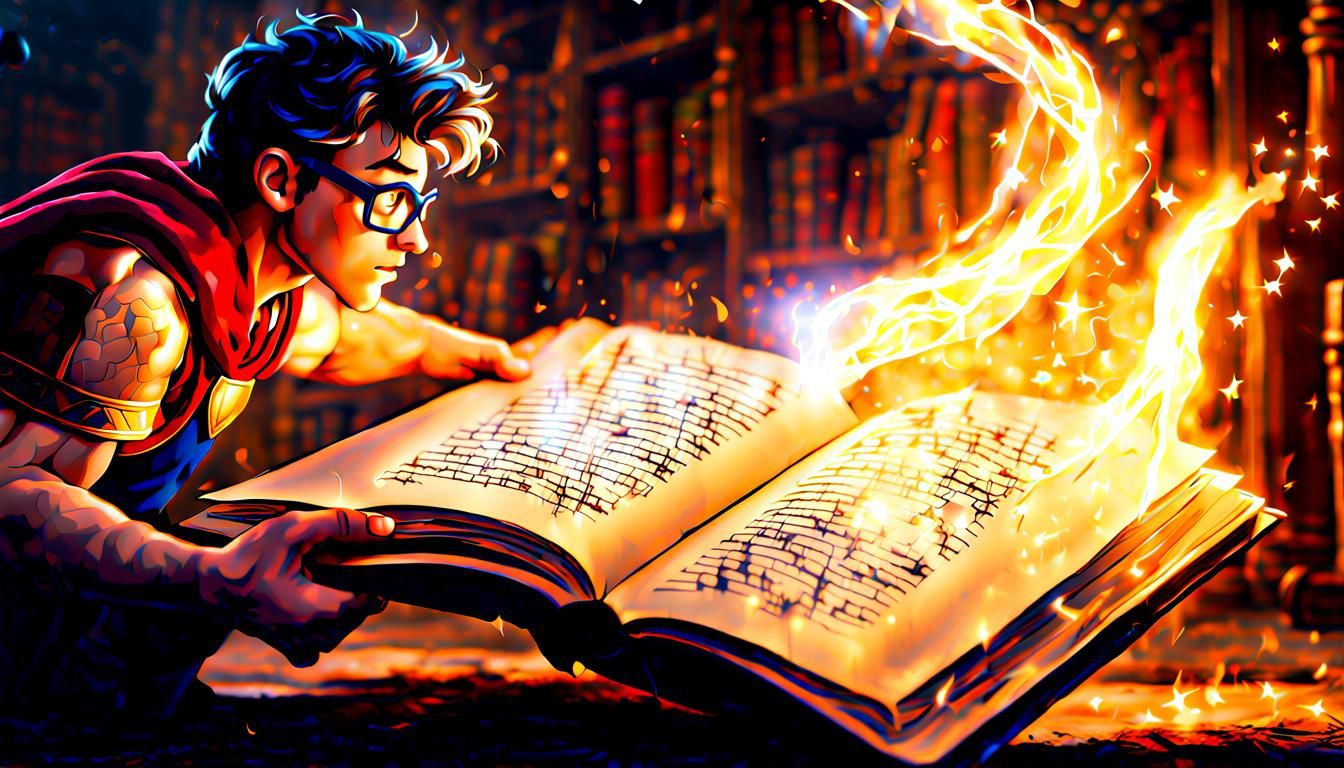 Hero Emerges from Magic Book