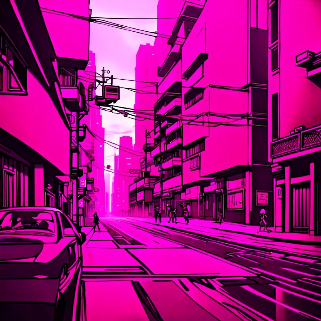 Neo Tokyo Punk Cityscape with Sakura