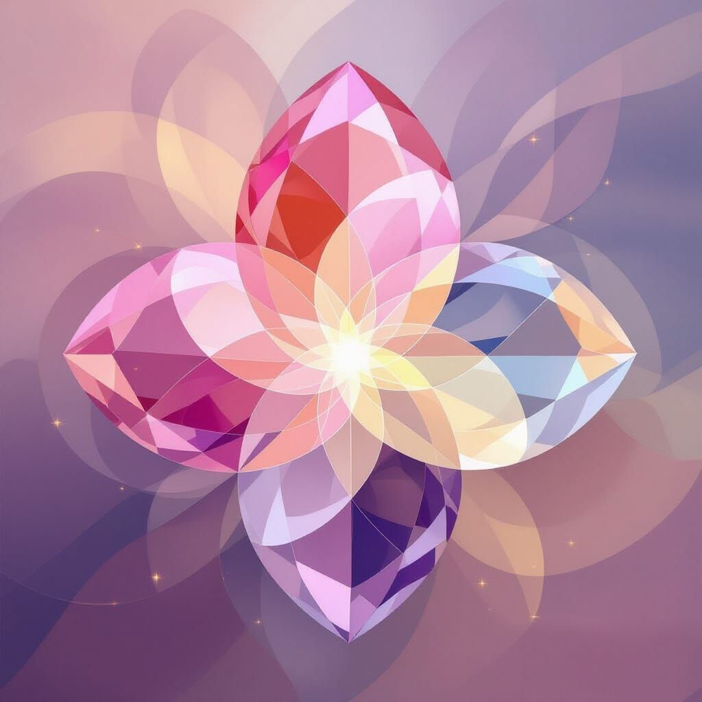 Ethereal Abstract Art with Rose Quartz and Amethyst Energies