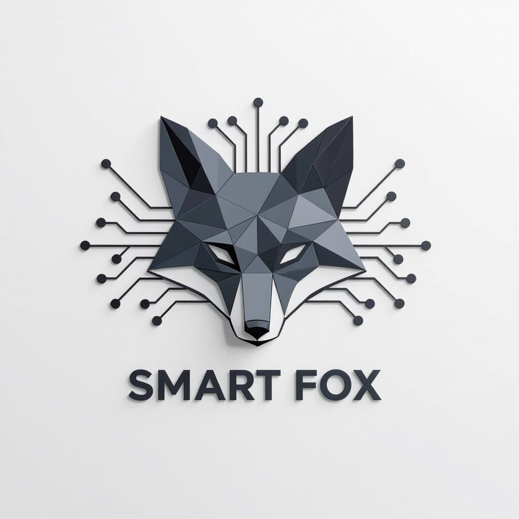 Smart Fox Logo: Hexagonal Neural Network Design