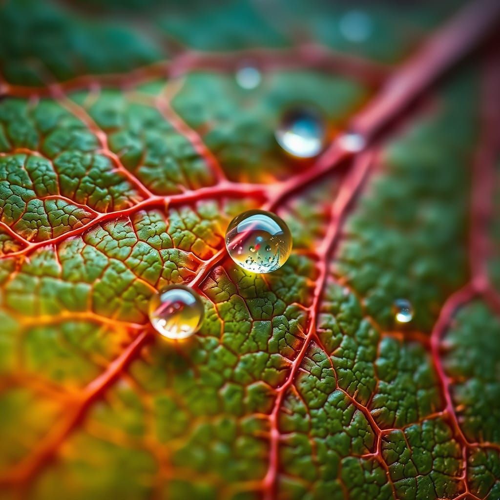 Hyperrealistic Macro Photography of a Leaf's Intricate Struc...