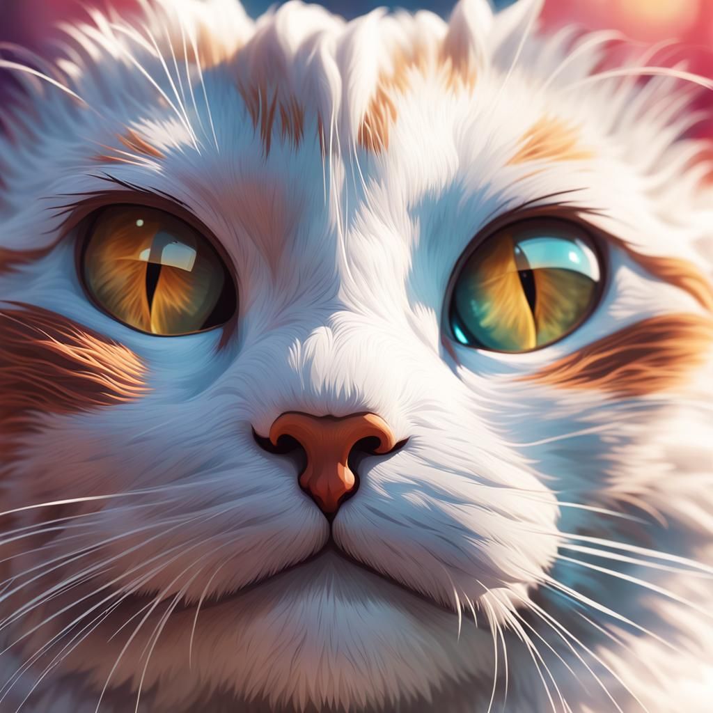 Adorable Cat Portrait in Hyperdetailed Concept Art