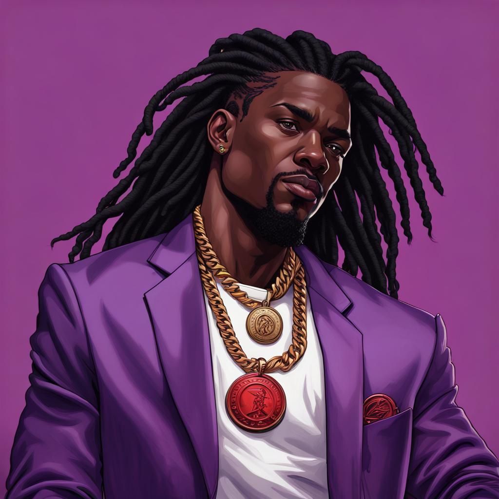 Melanin Man with Flowing Dreads in Split Fashion