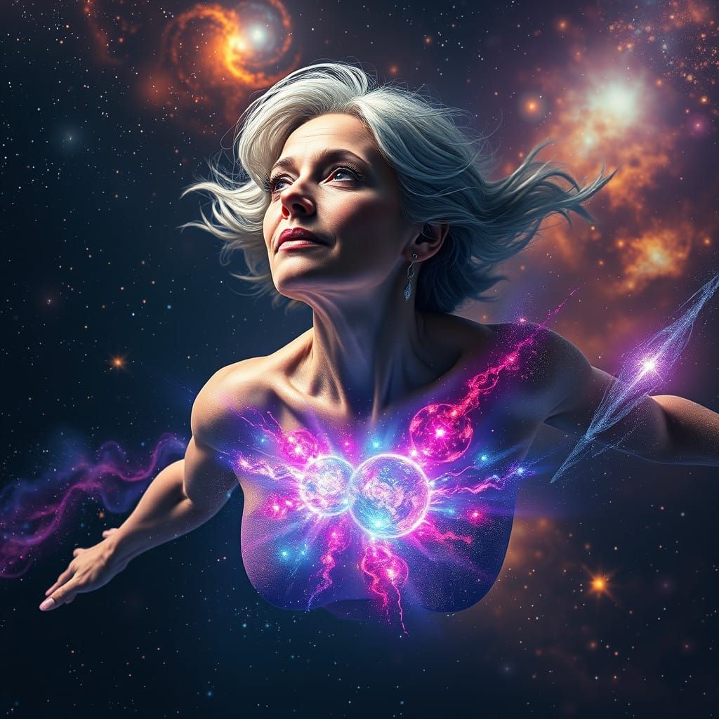 Cosmic Goddess Radiates Vibrant Light