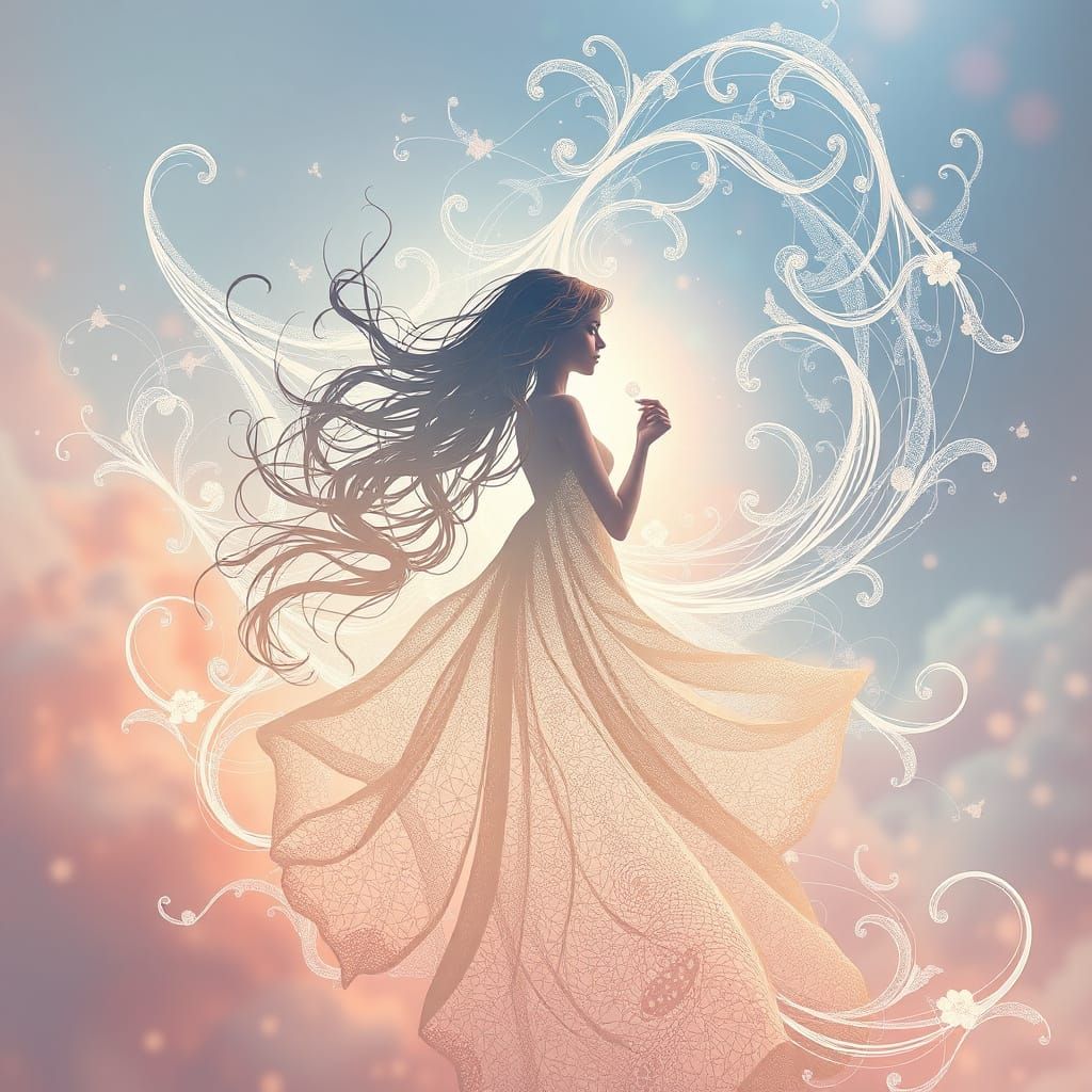 Elysian Beauty in Vorticism Style Abstract Art