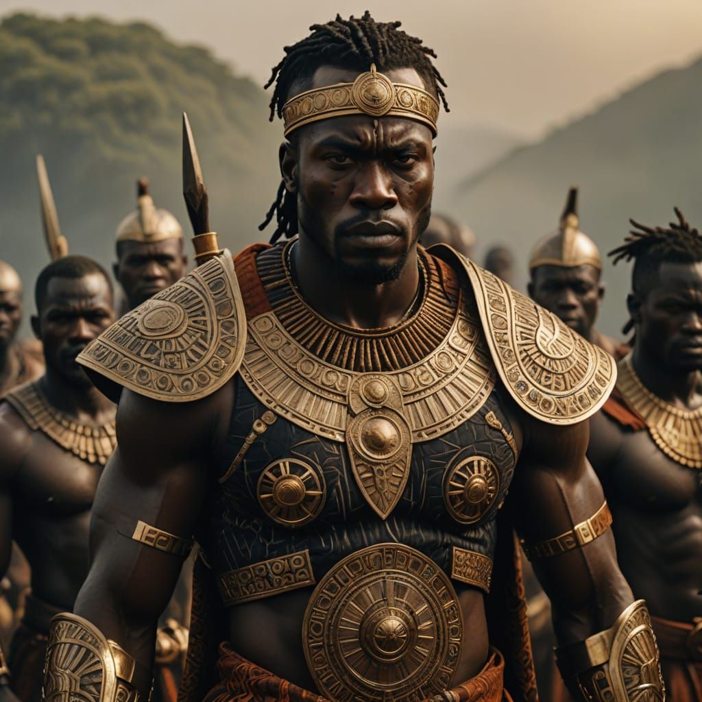 Ivorian Warrior Prince in Hyperrealistic Film Still