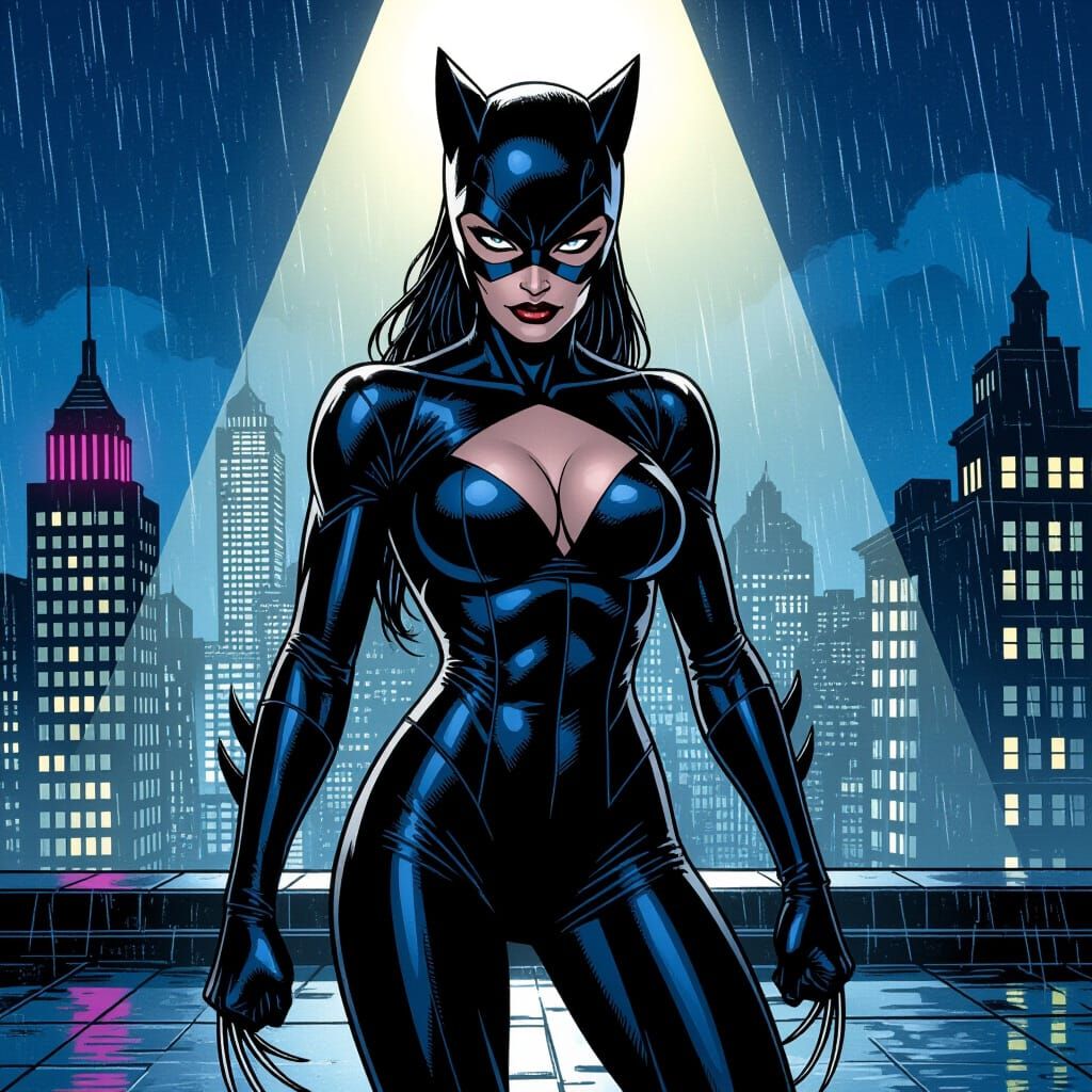 Catwoman Panther Fusion on Gotham Rooftop